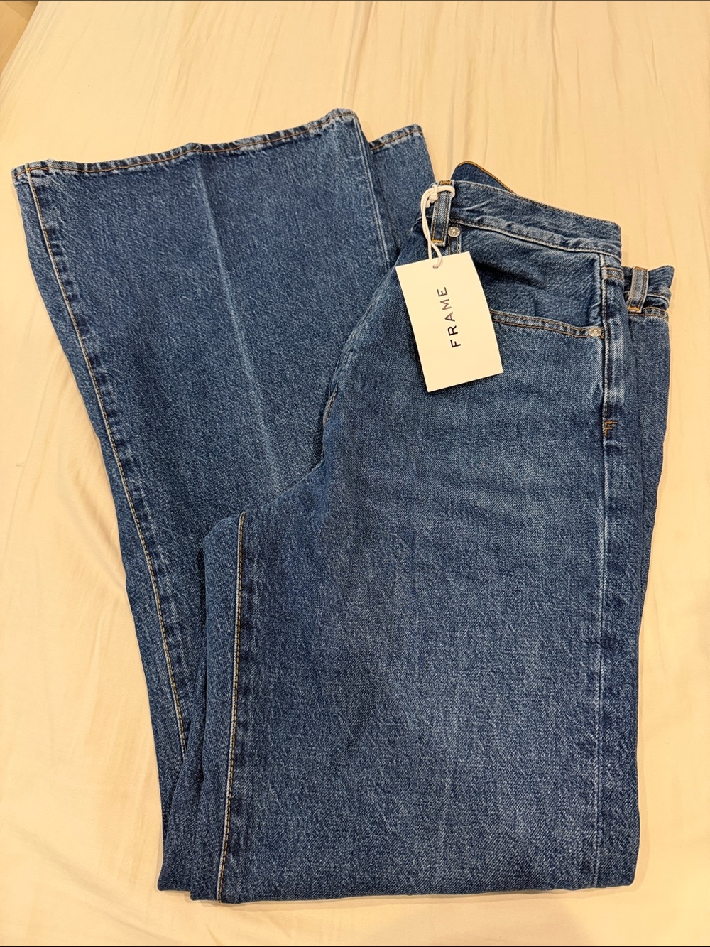Frame Denim Blue Flare Jeans 28 mid rise relaxed flare